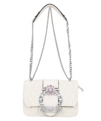 Fashion Pleated Shoulder Bag NN-9057 WHITE